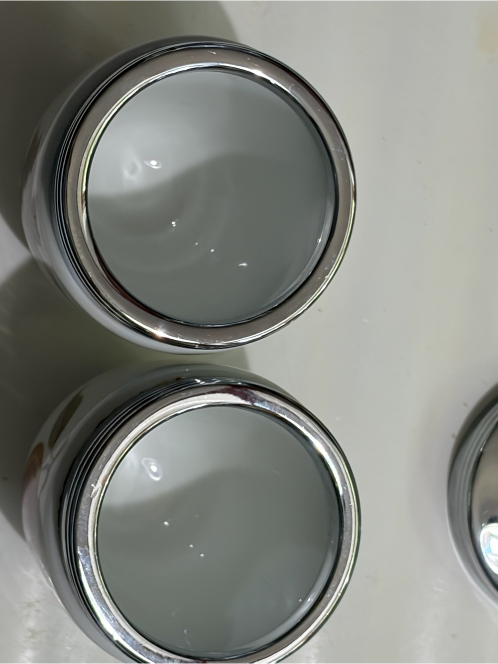 Egg coddlers. Royal Worcester Porcelain Chrome Lids. King size. Holds 2 eggs. - Picture 3 of 3